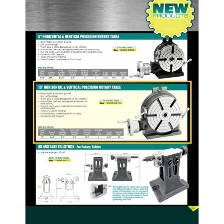 Hhip 10 in. Horizontal/Vertical Rotary Table 3906-2310